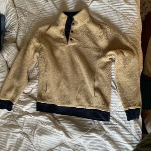 J. Crew Men's Tan and Navy Zip Up Sweater